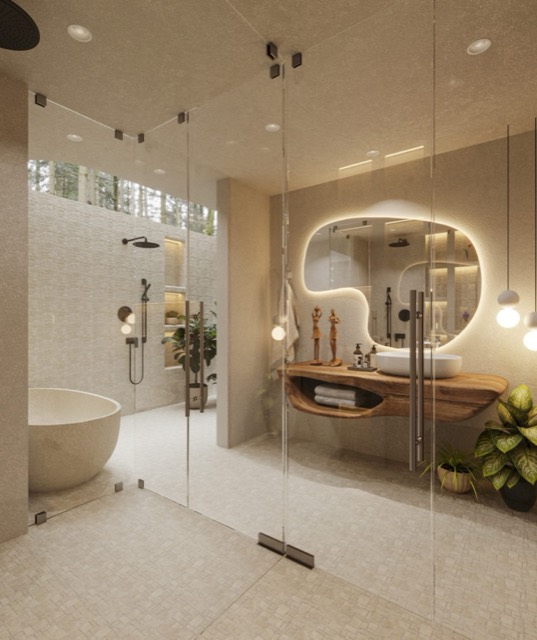Bath, indoors to outdoors